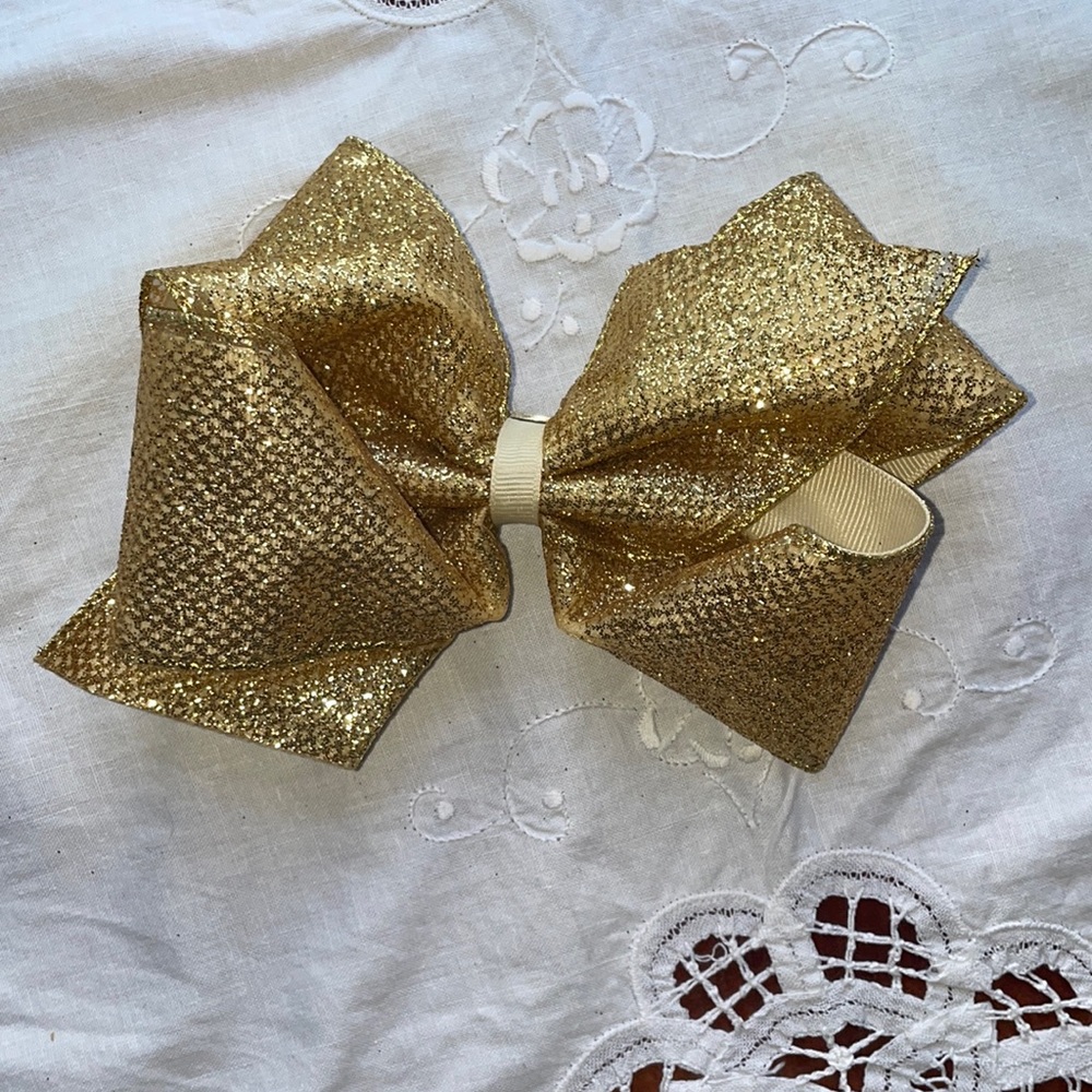 ⭐️ 3/$15 Girls Classic Gold Glitter Large Boutique Hair Bow
